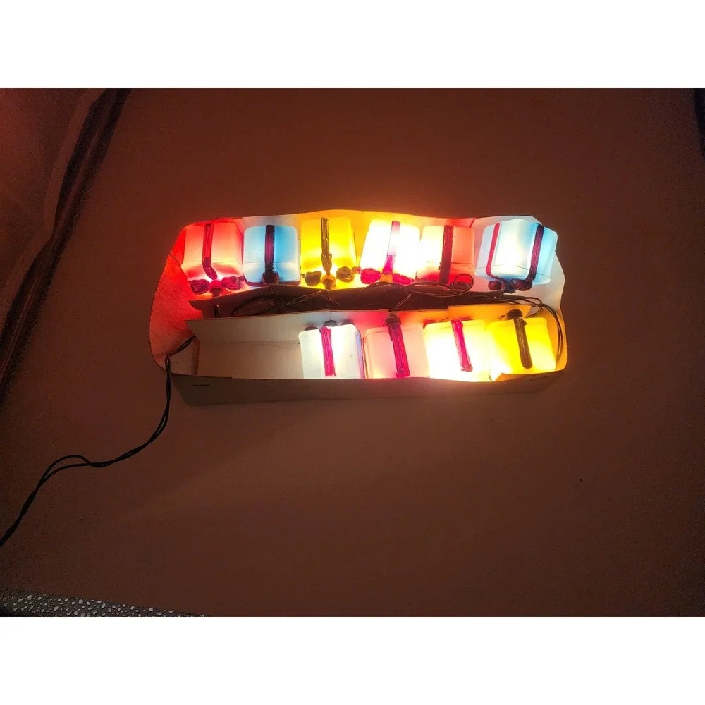 Vintage Blow Mold Happy Birthday Present Musical String Lights- Working